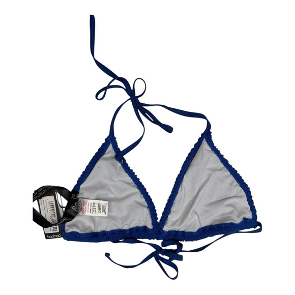Boohoo Womens Size 8 Blue Triangle Crinkle Bikini Top Textured - Picture 4 of 5